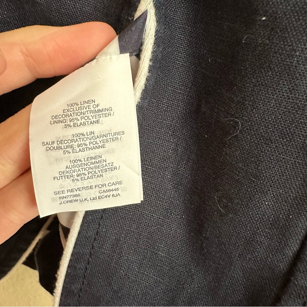 J. Crew Linen Rhodes Blazer in Navy with White Piping and Nautical Buttons - Picture 8 of 16
